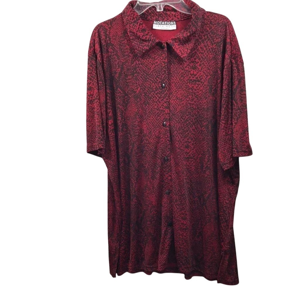 Vintage Notations Clothing co. women snake print button‎ down top size 1X
